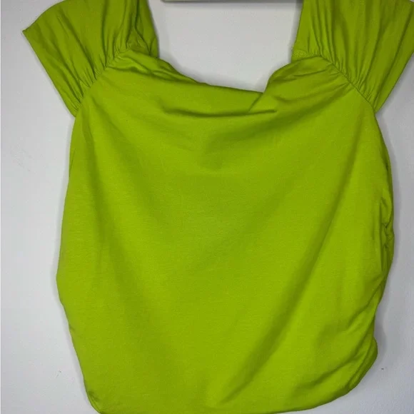 Zara Lime Ruched Crop Top – Size L - Picture 13 of 13
